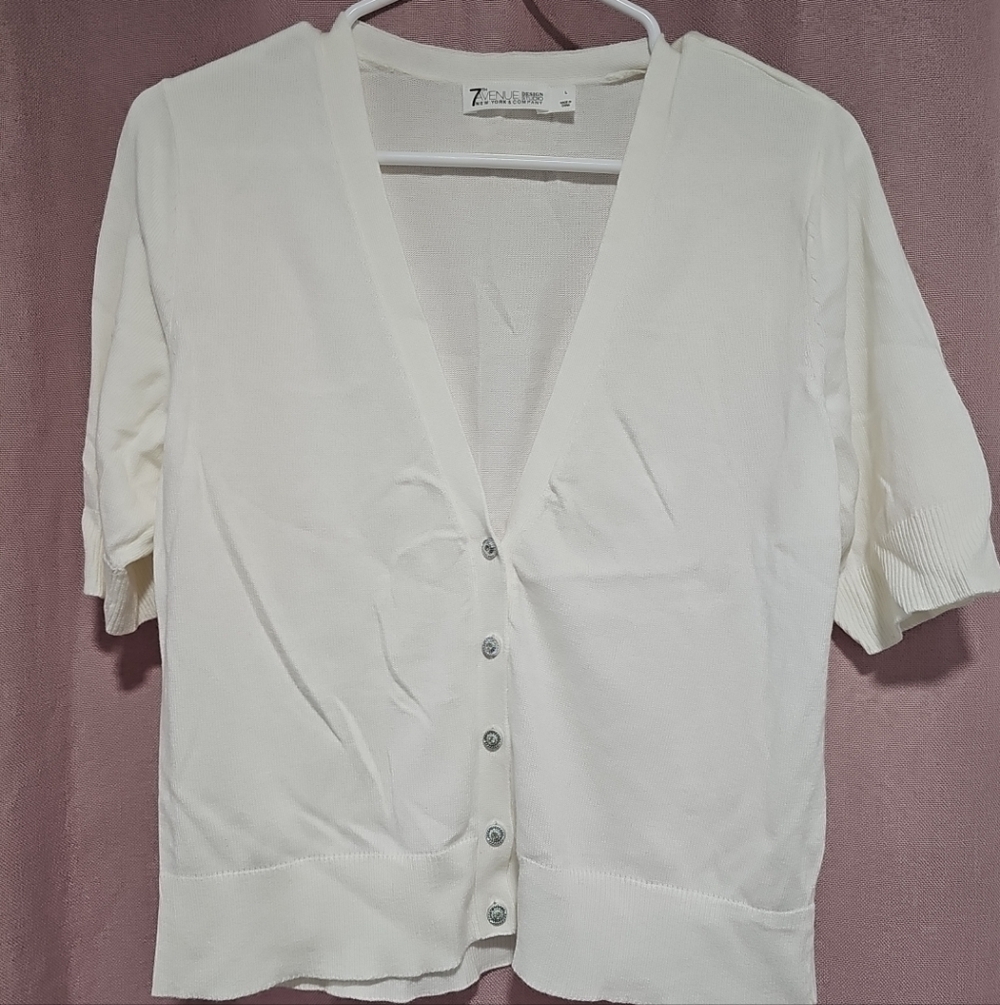 NY&C 7th Avenue Design Studio Beige Button Up Cardigan Size L